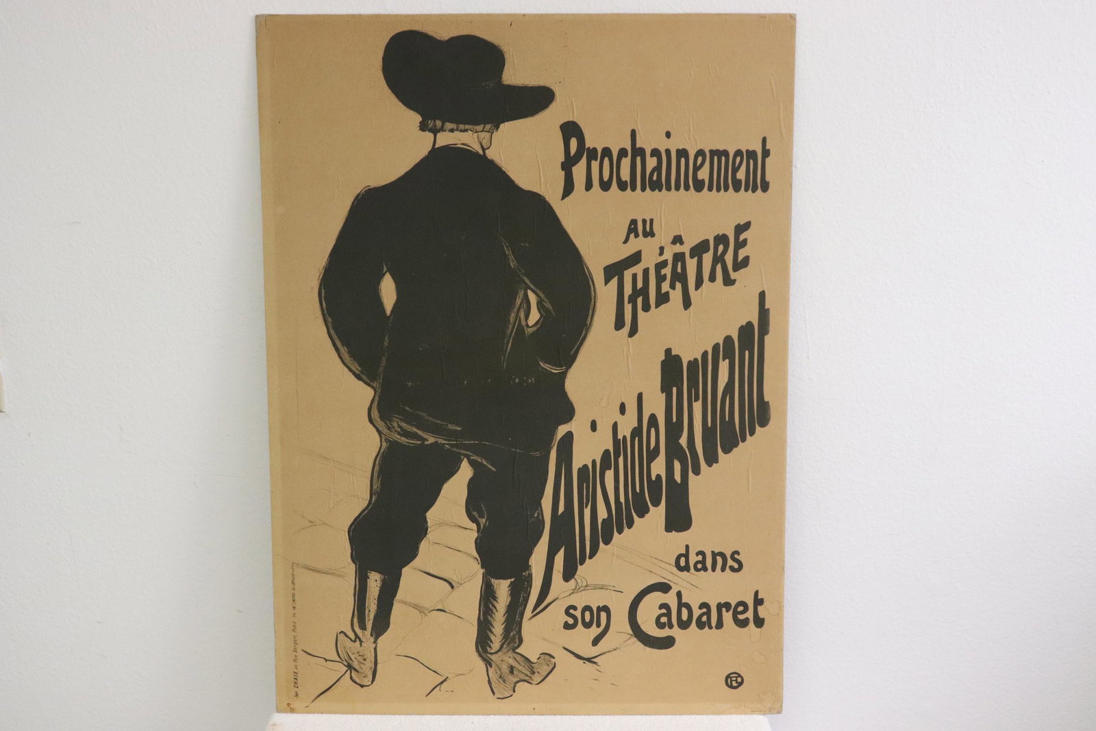 A vintage French theater poster "aristide bruant": A vintage French theater poster "aristide bruant", poster is pasted on board, 31.9"x23.7"
