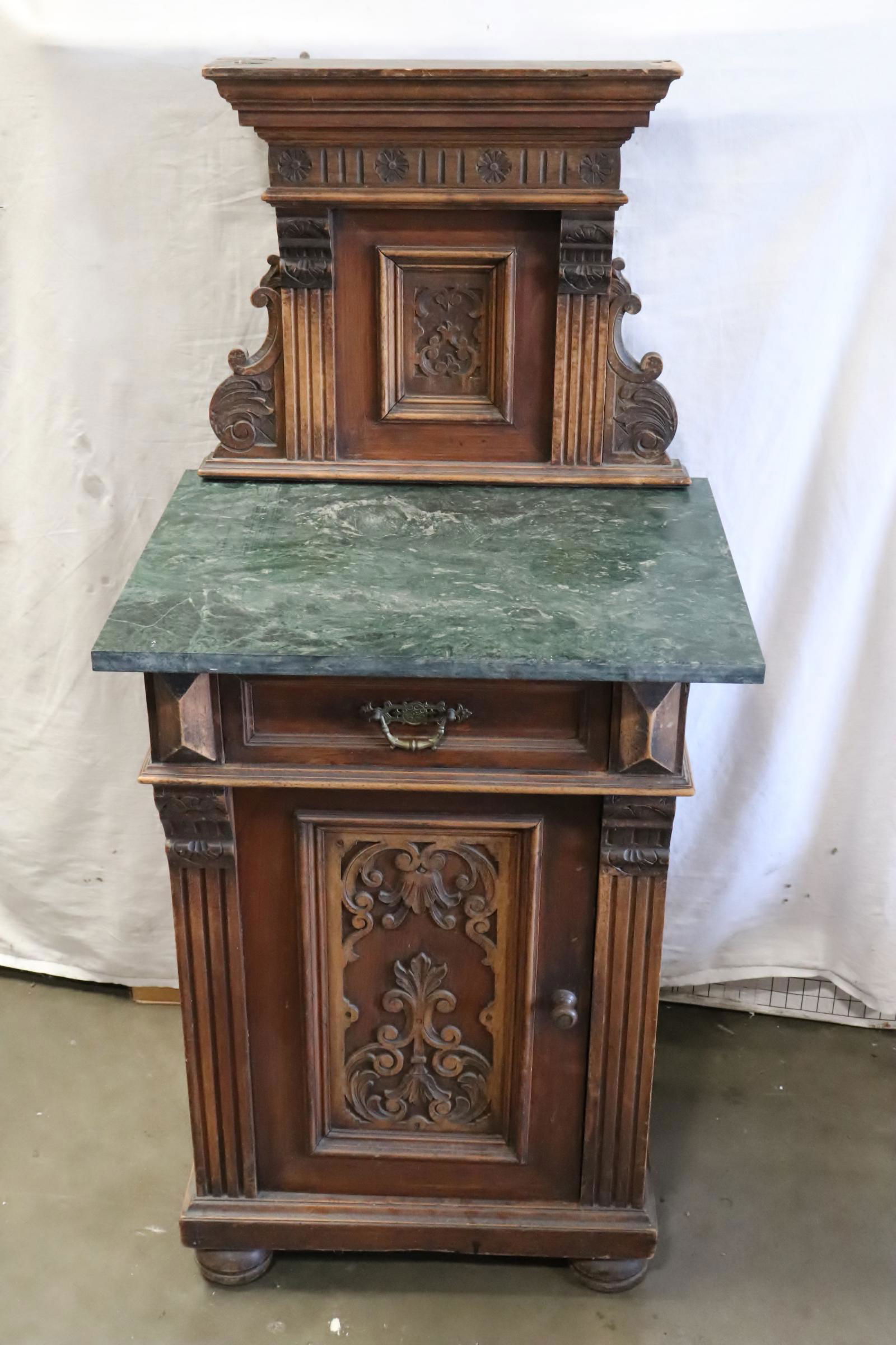 Fine Victorian walnut marble top side cabinet (1 of 10)