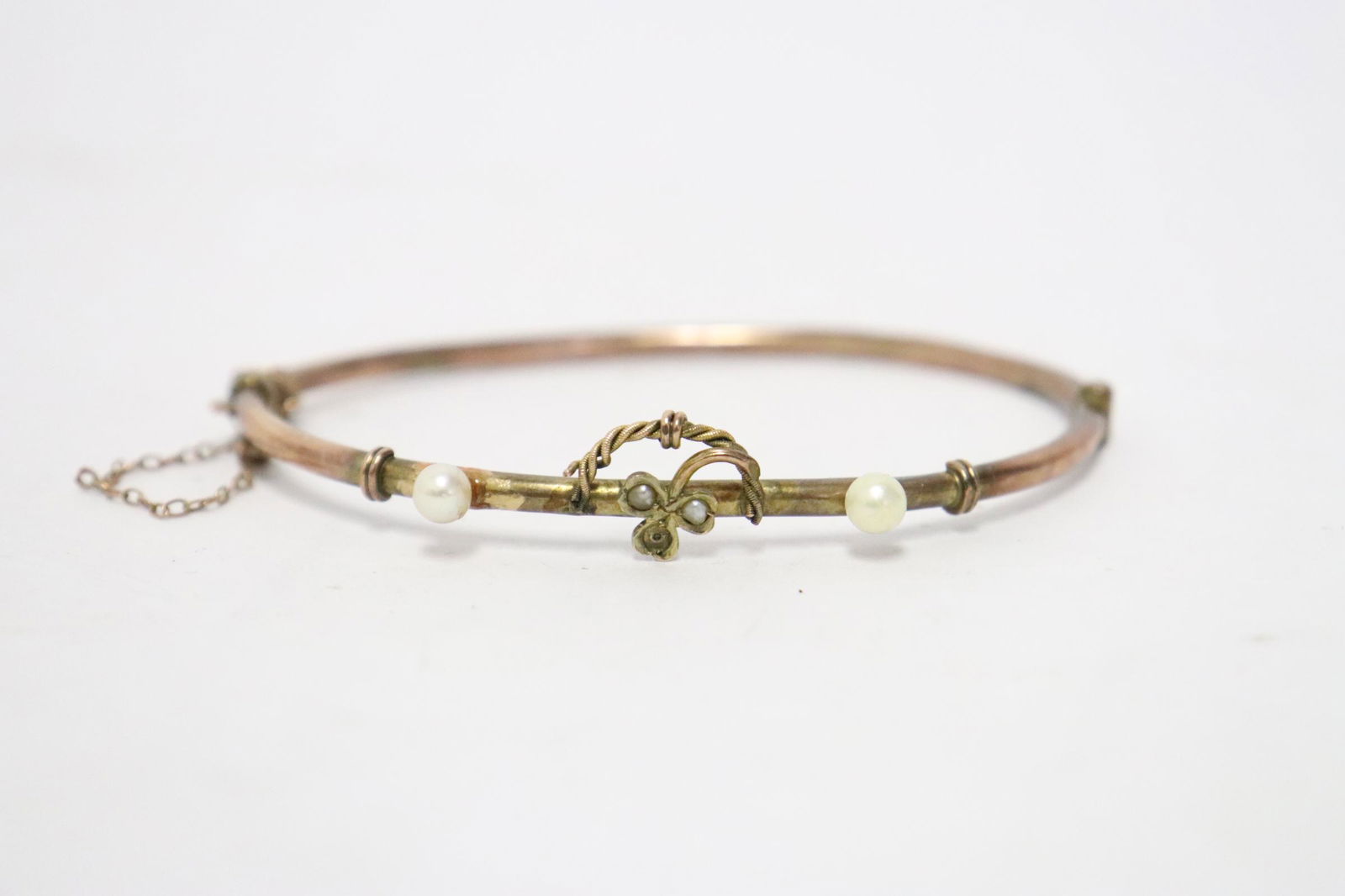 Victorian 9K bangle bracelet set w/ seed pearls (1 of 9)