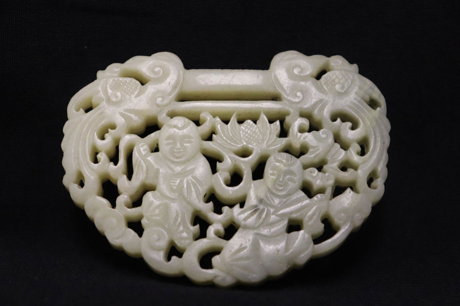 Fine Chinese celadon jade carved plaque (1 of 8)