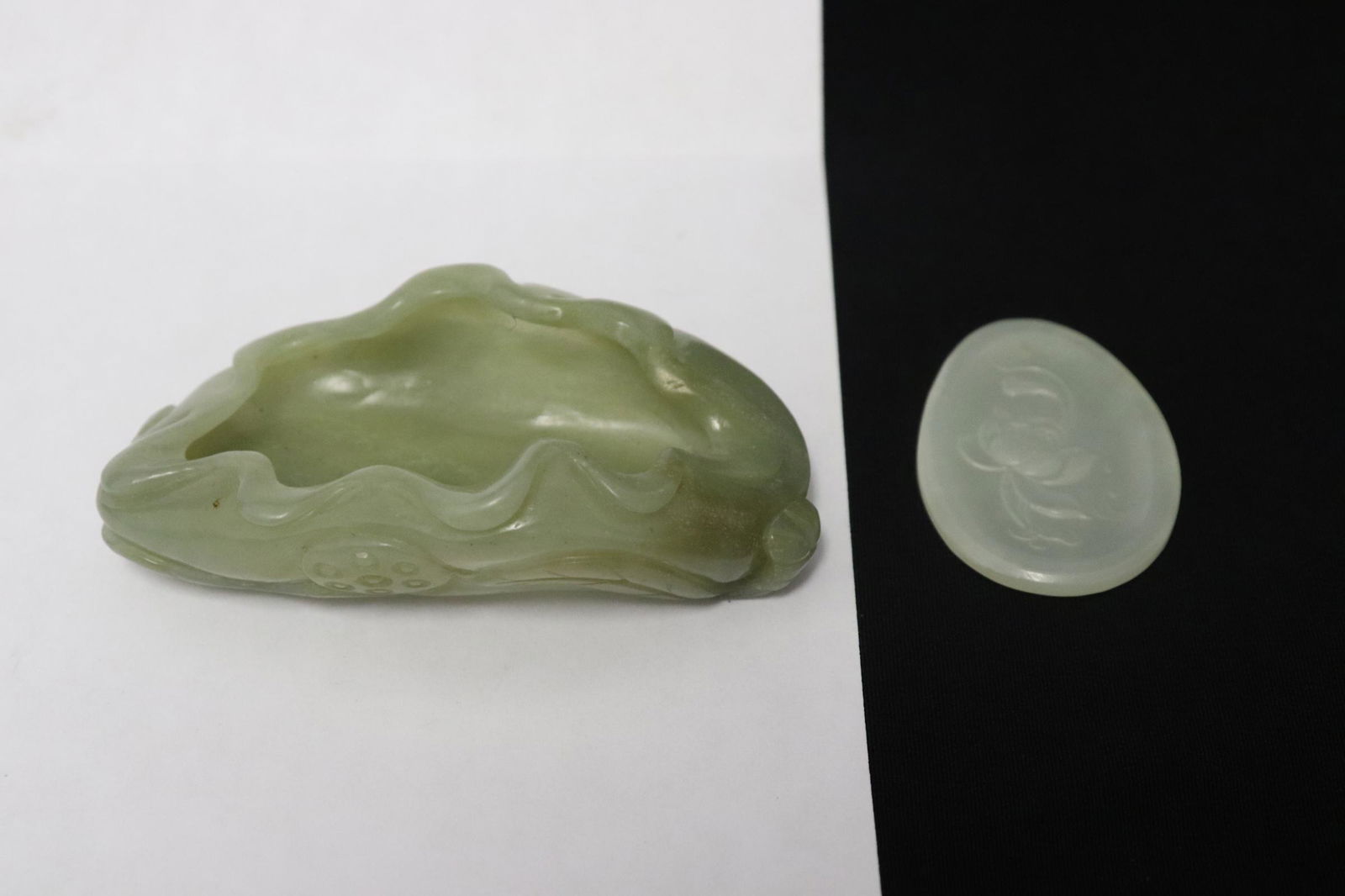 a jade carved brush wash, and a white jade carving (1 of 10)