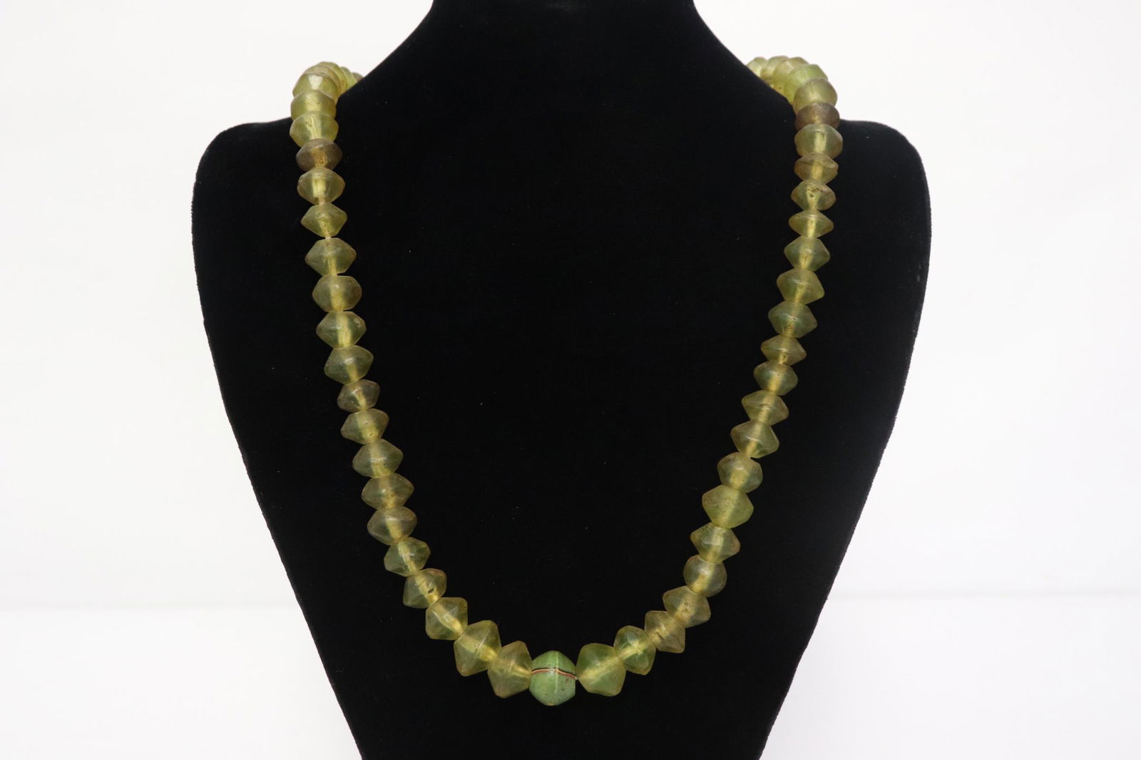 Chinese possible 19th c. hand made glass bead necklace (1 of 10)