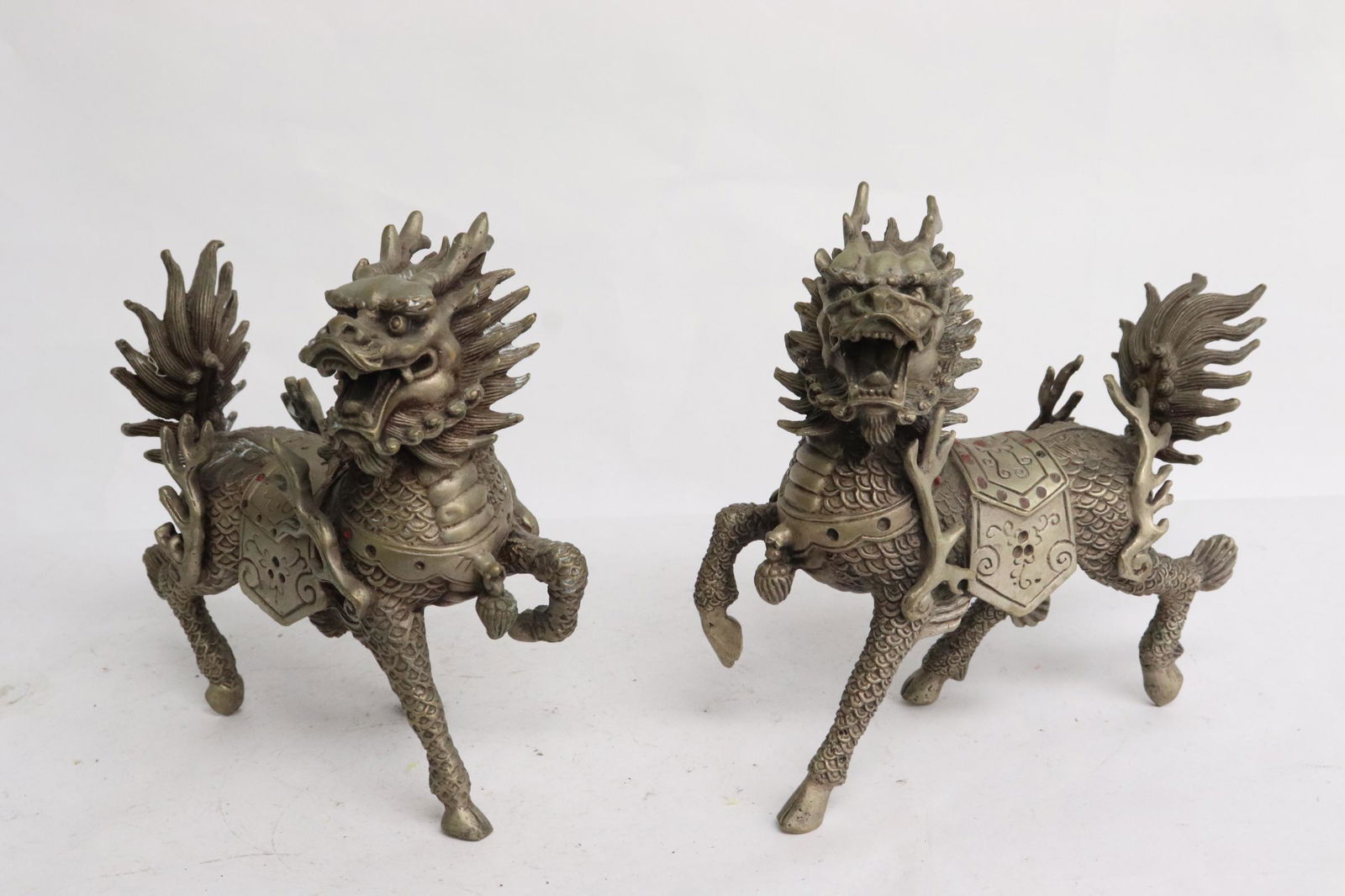 Pair Chinese bronze sculpture of qilin (1 of 11)