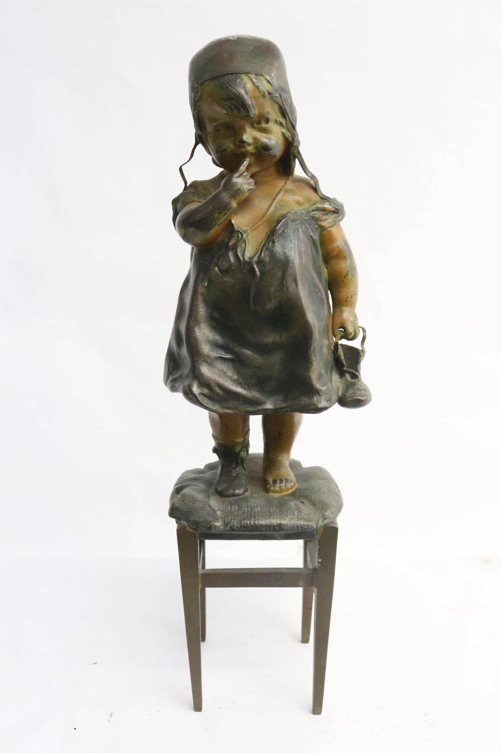 Fine bronze sculpture on stool (1 of 8)