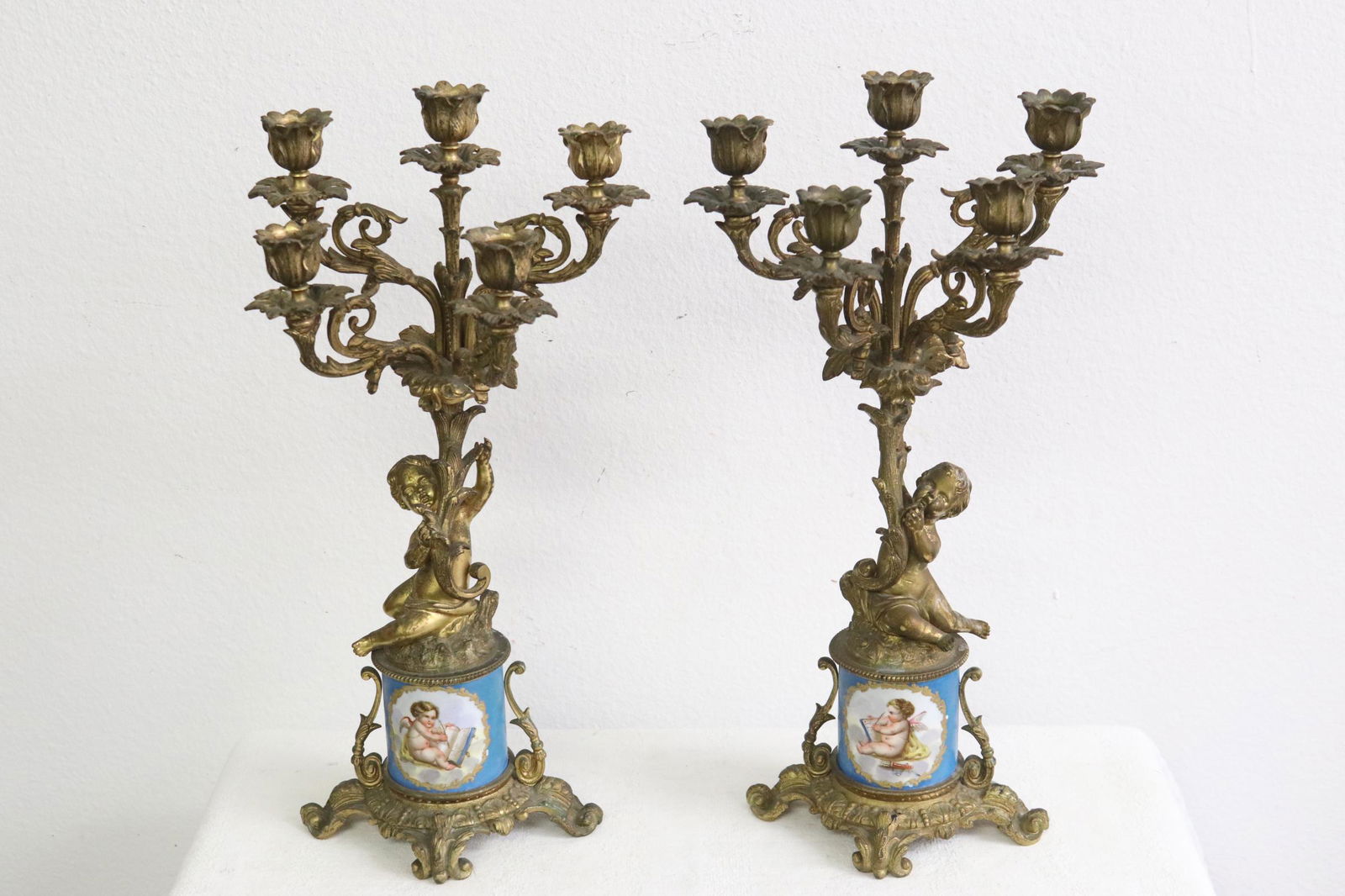 Pr 19th c. French Sevres gilt bronze candelabra (1 of 9)