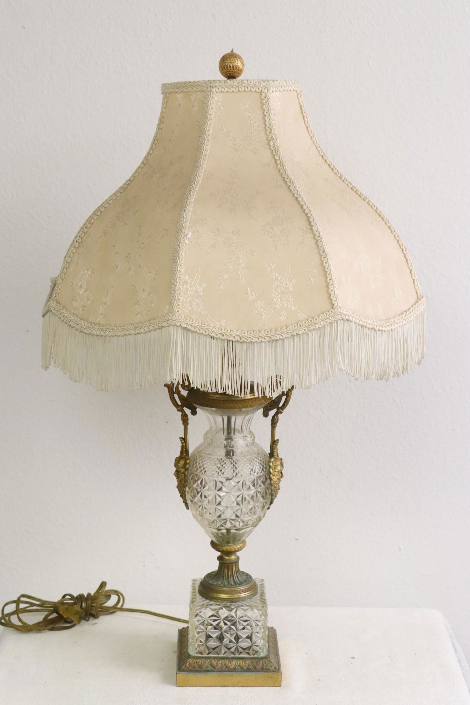 19th c. European gilt bronze & cut crystal table lamp (1 of 8)