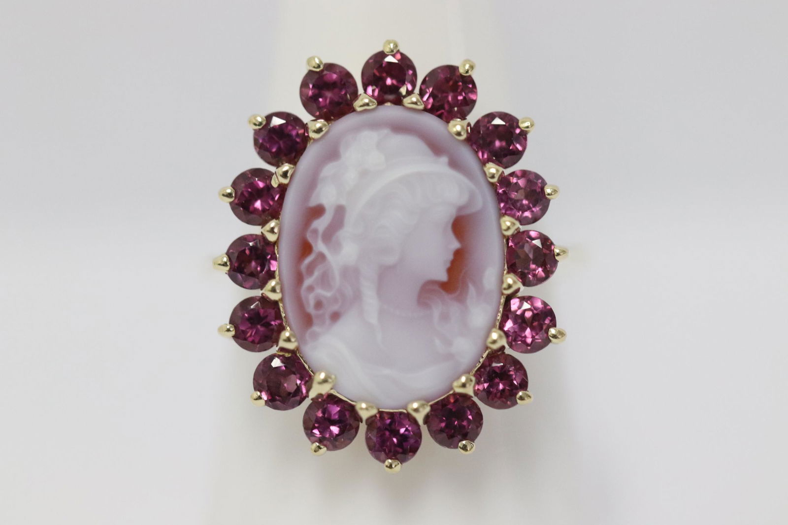 14K Y/G ring set with cameo and tourmaline (1 of 10)