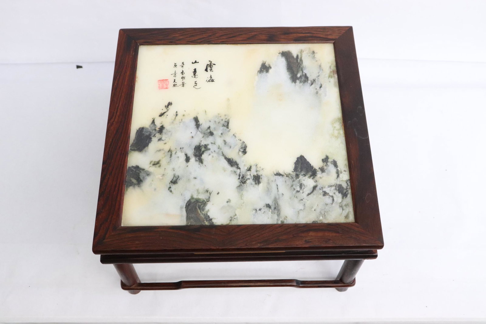 Chinese vintage marble top rosewood table top stand (1 of 9)