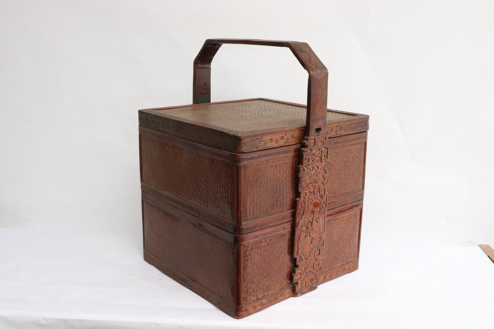 Chinese antique bamboo stacked box: Chinese antique bamboo stacked box, 14.6"x11.3"x10.5"
