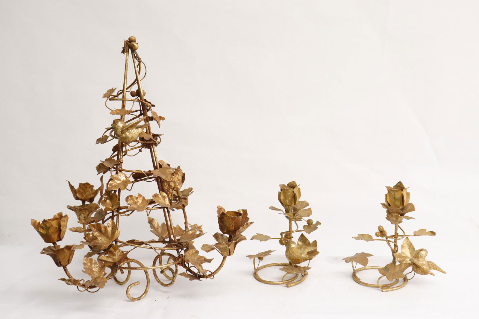 3 gilt metal candle holders (1 of 9)