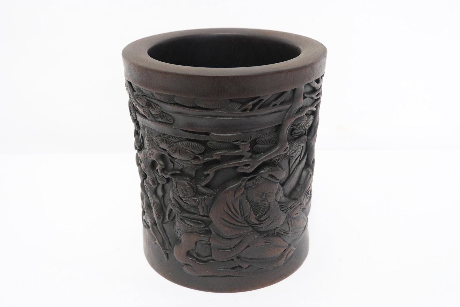 A fine wood carved brush holder (1 of 8)