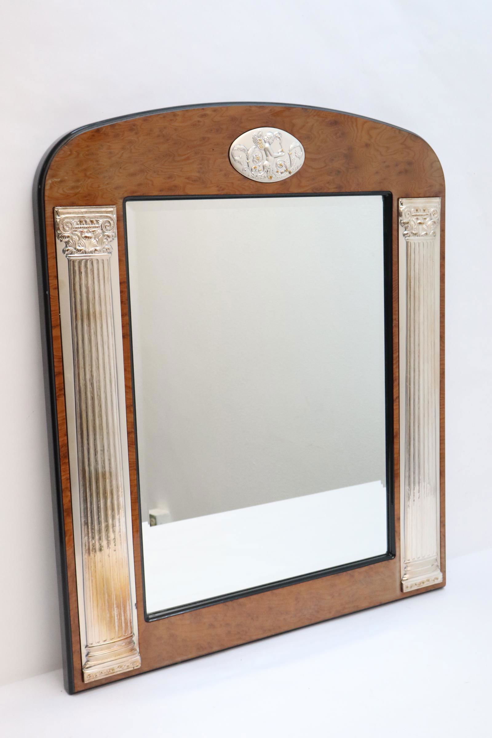 wall mirror with sterling silver panel & velvet protection case (1 of 15)