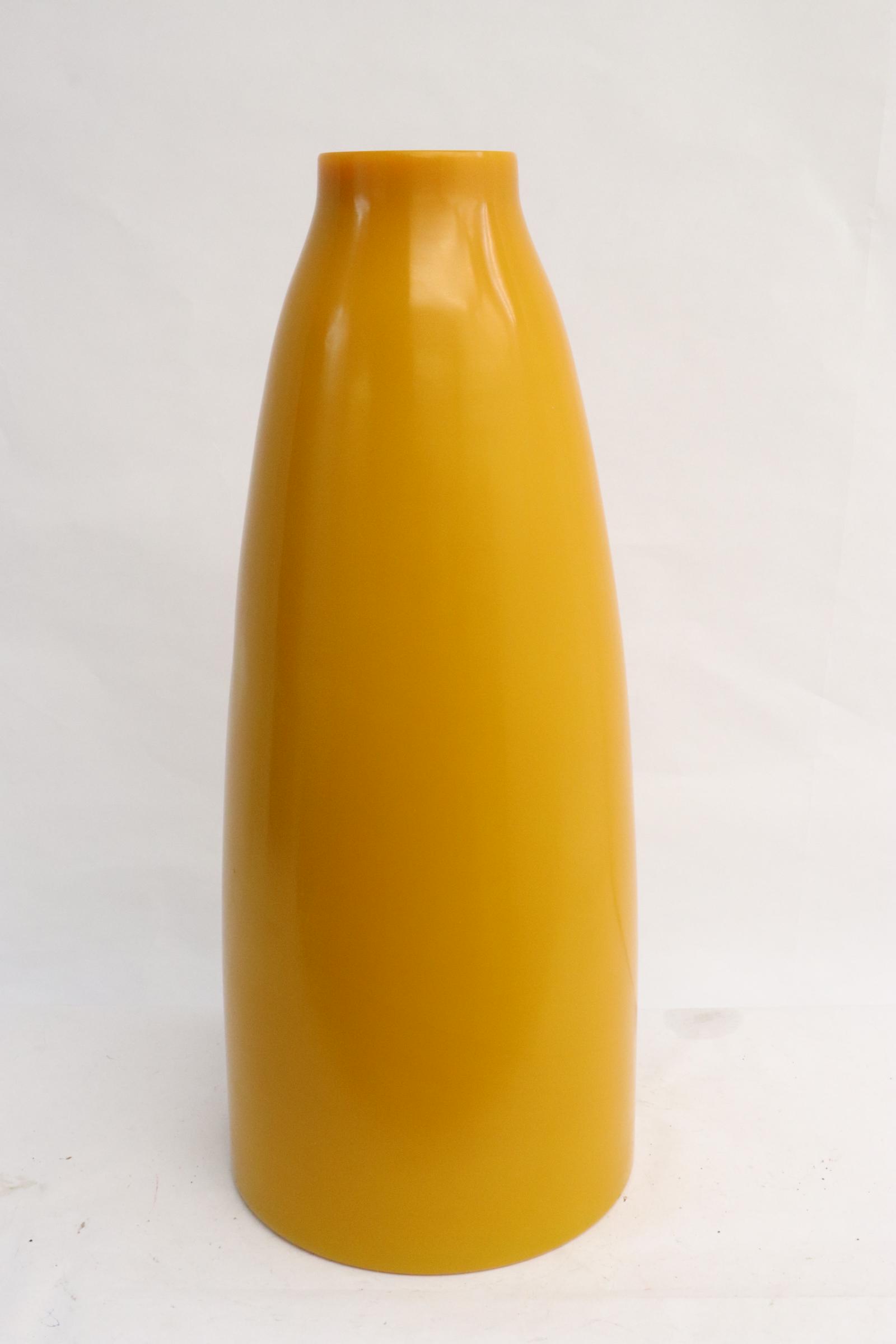 Rare yellow Peking glass vase by Robert Kuo: Rare yellow Peking glass vase by Robert Kuo, 15.3"x6.5"dia