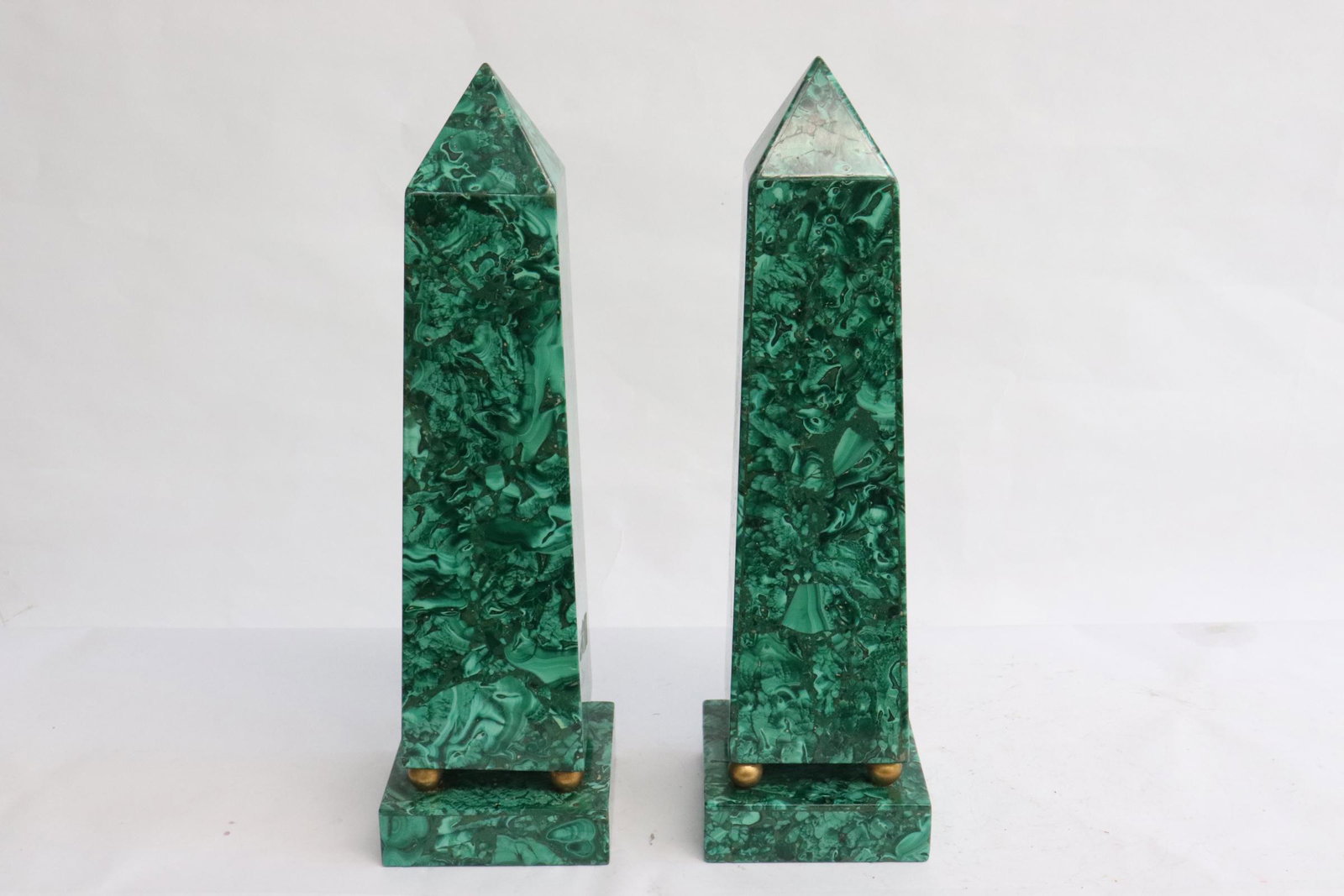 Pair vintage malachite obelisks (1 of 9)