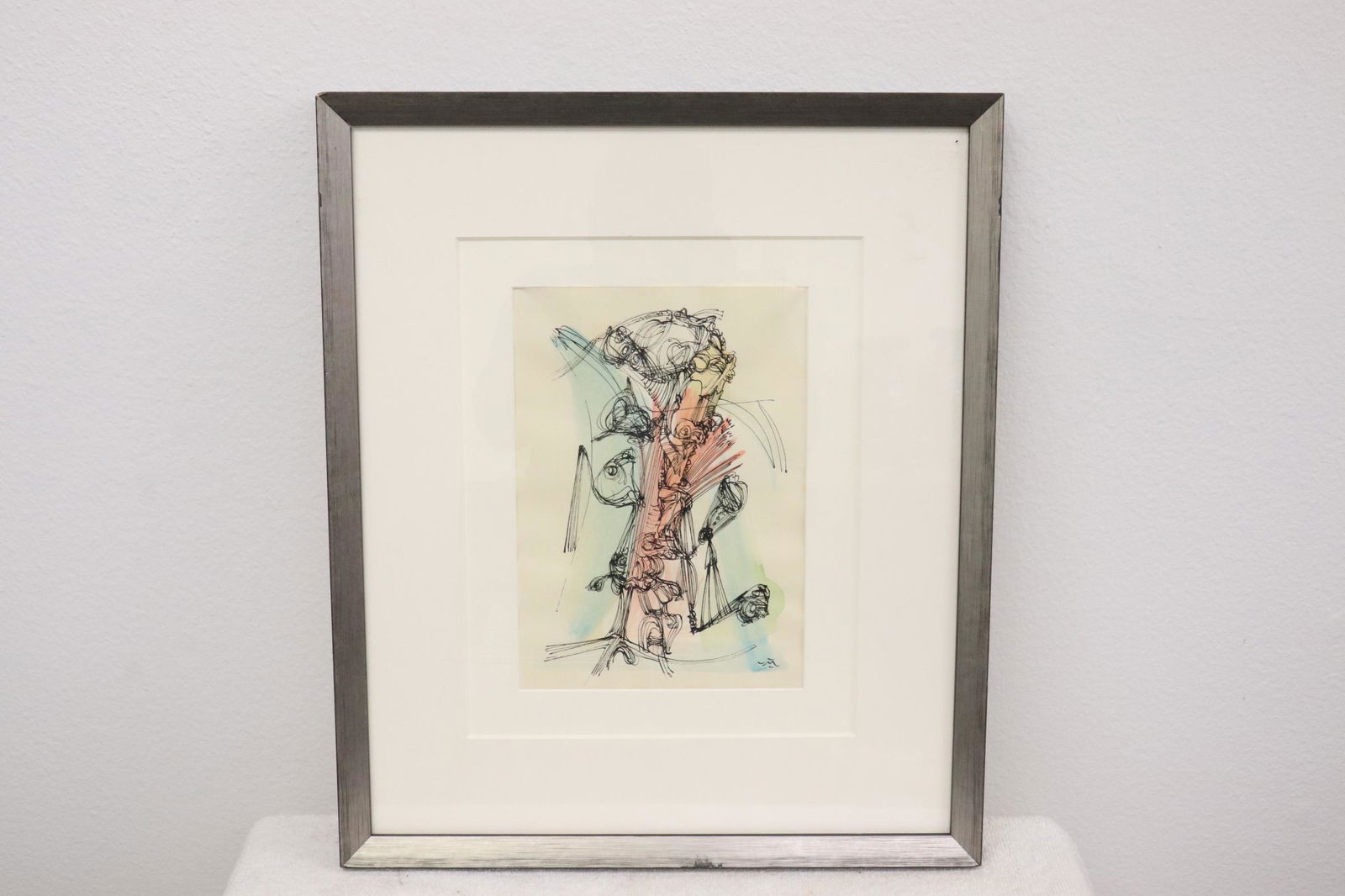 Watercolor/ pen on paper" abstract", signed M. (1 of 9)