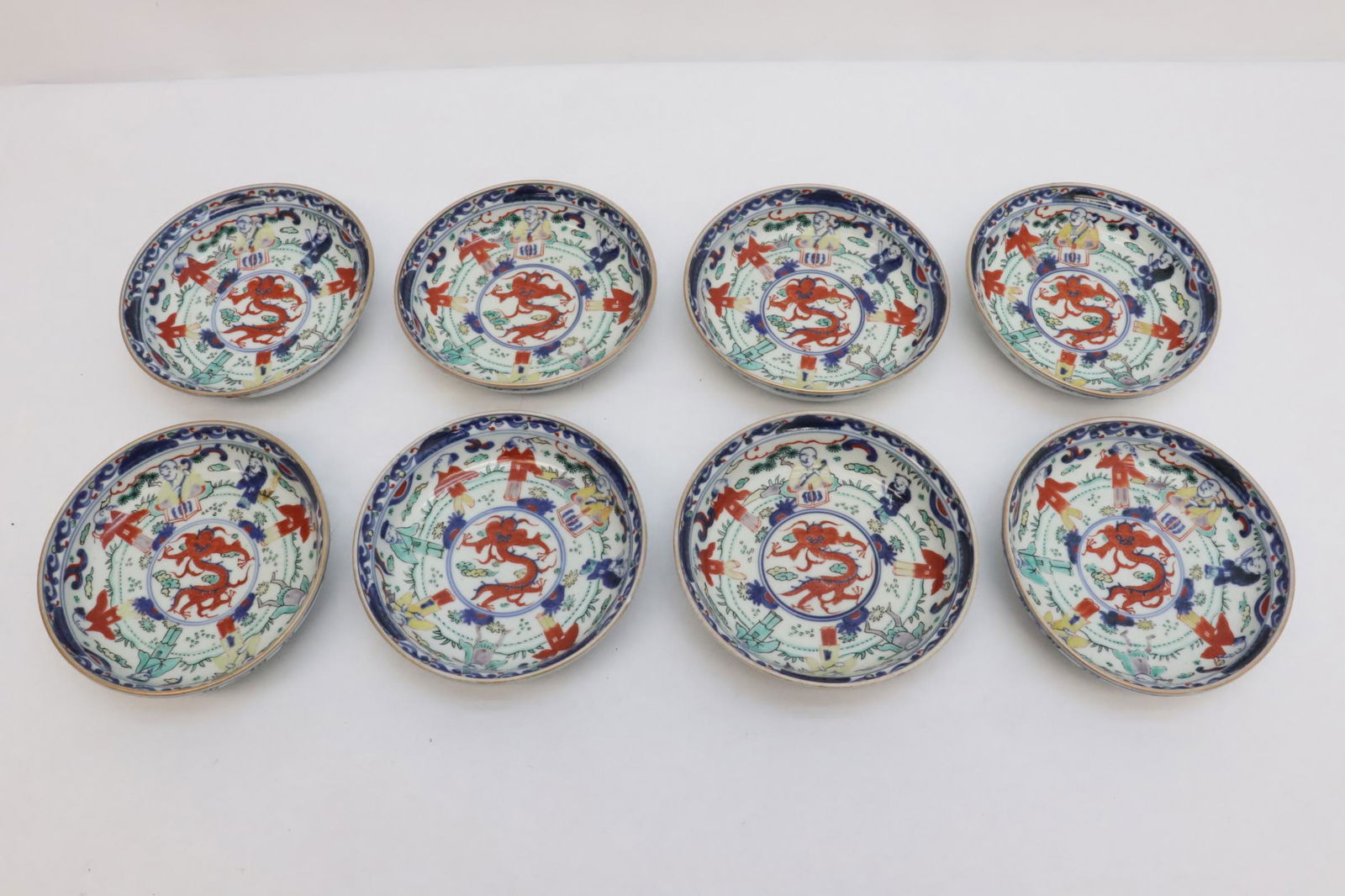 8 Chinese vintage famille rose porcelain plates (1 of 10)
