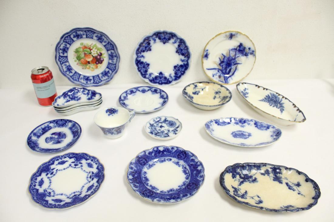 17 misc. flow blue porcelain pieces (1 of 10)