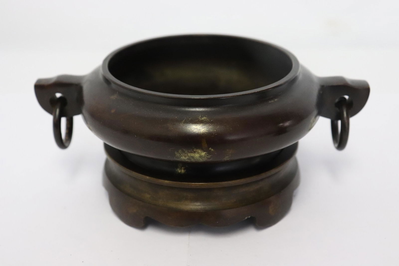 Chinese bronze censer with bronze stand (1 of 10)