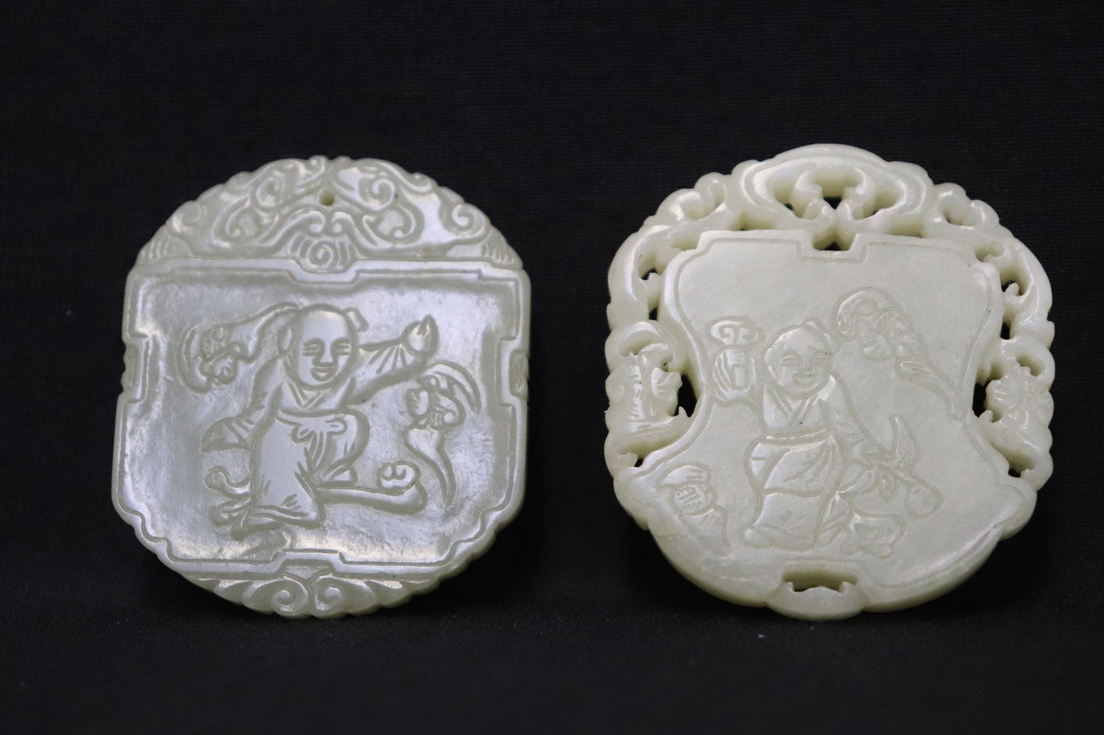 2 celadon jade carved ornaments (1 of 9)