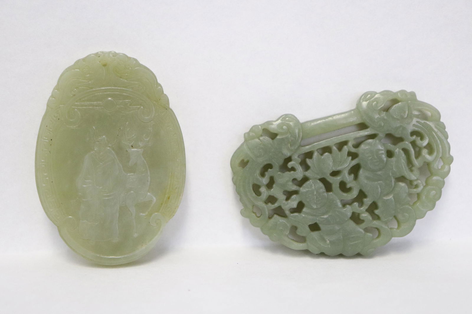 2 celadon jade carved ornaments (1 of 10)