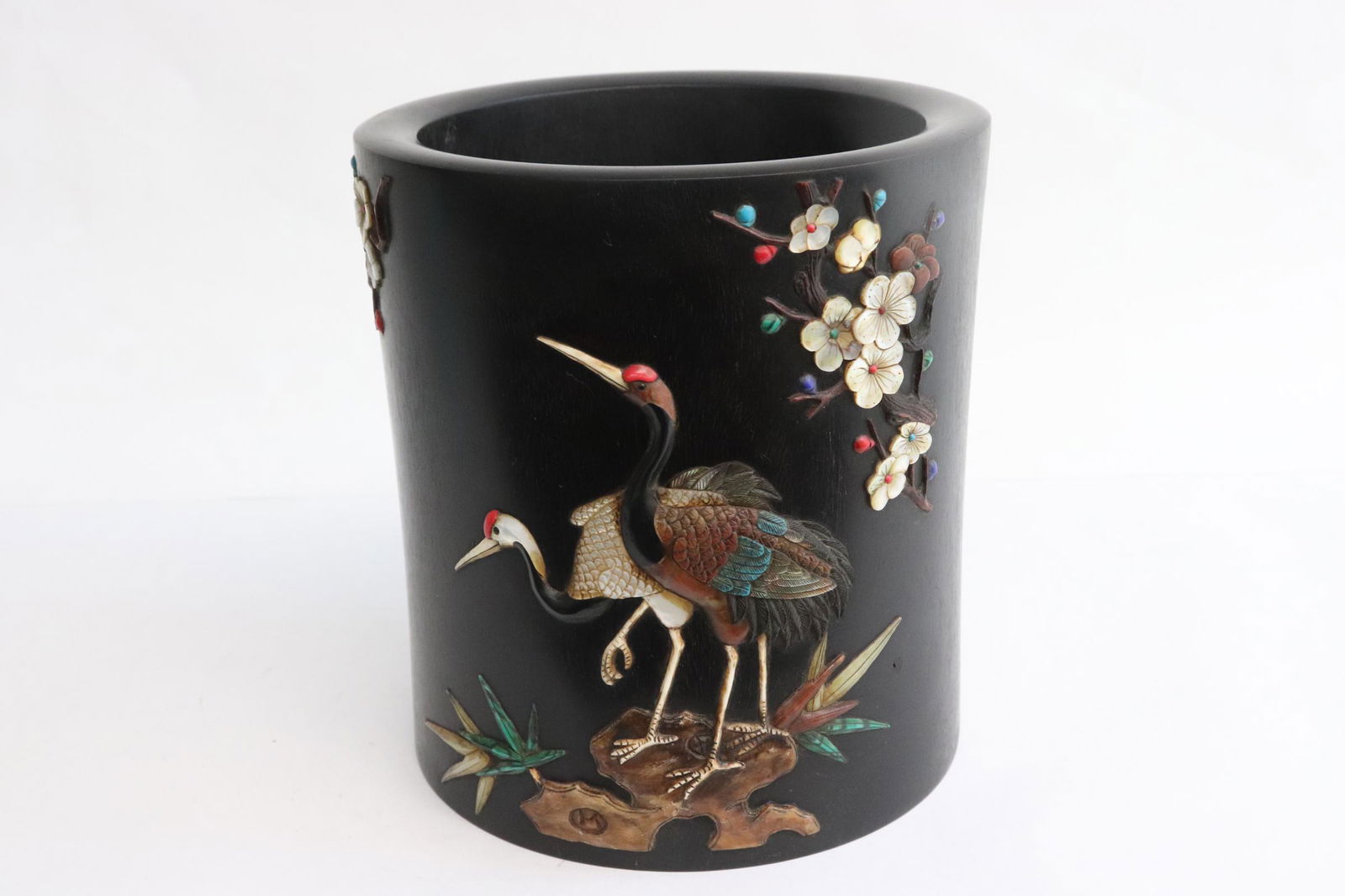 zitan wood brush holder with stone overlay (1 of 9)