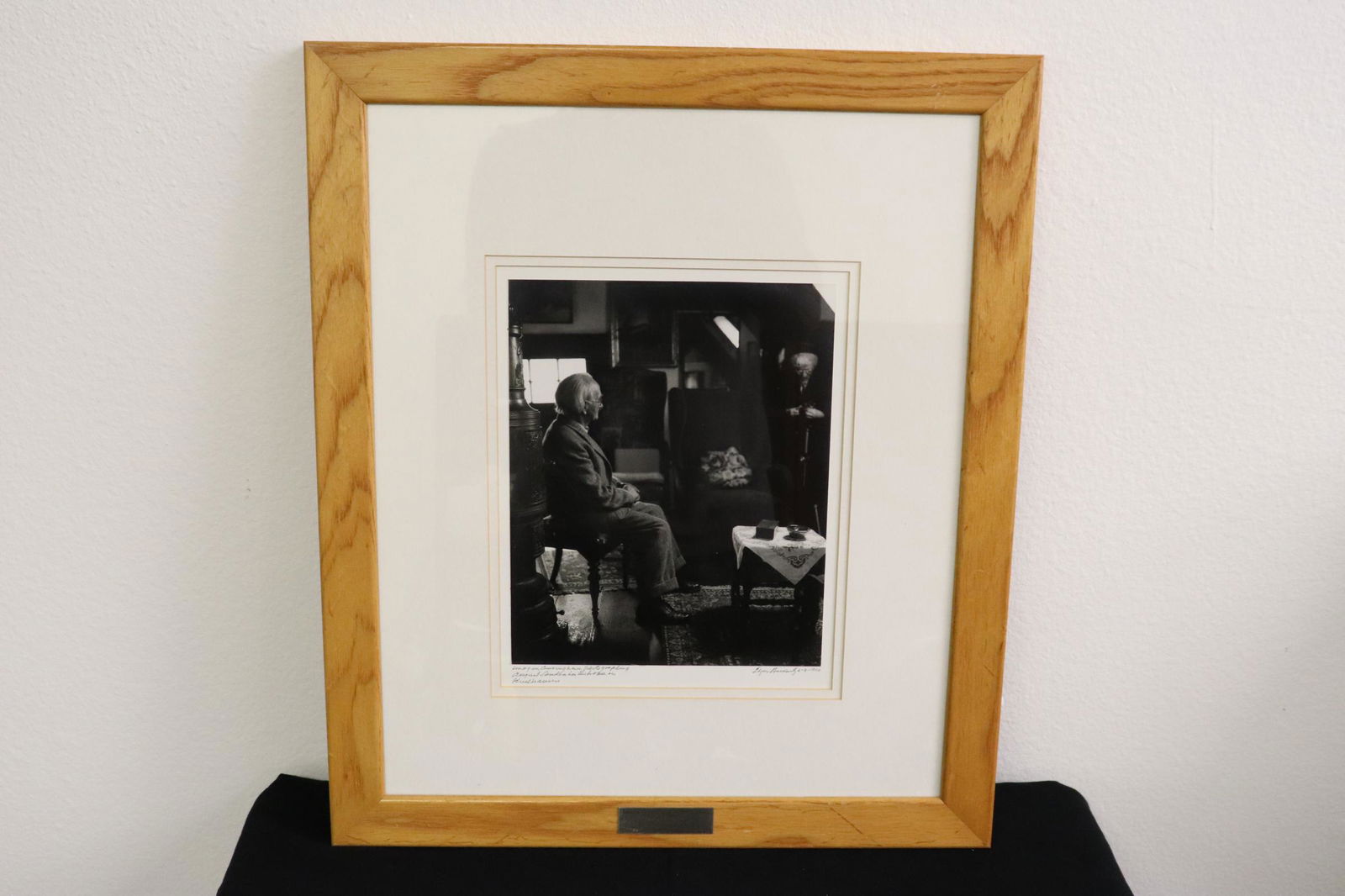 Gelatin silver print by Edgar Bissantz, signed & dated: Gelatin silver print underglass "August Sanders in his home in Kuhnhausen" by Edgar Bissantz, signed and dated 6/3/1960 on the mount lower right, 10.7"x8.5"