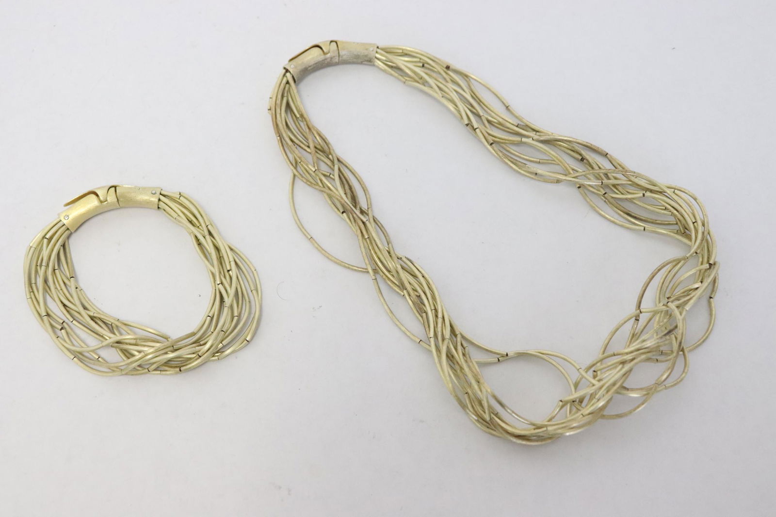 sterling silver necklace and bracelet set, signed (1 of 10)