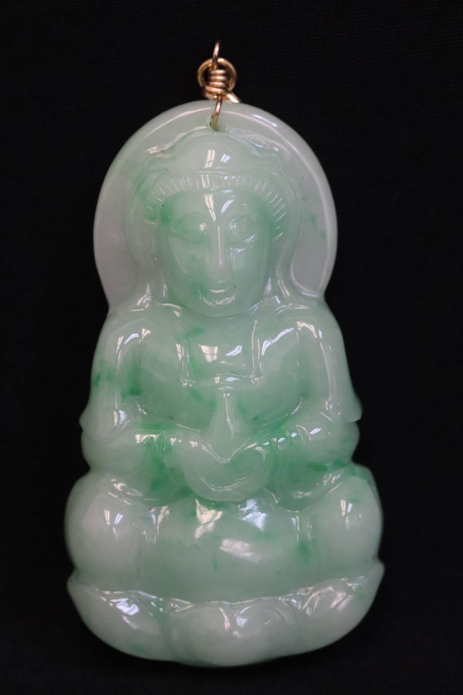 Jadeite carving as pendant w/ gold filled bale (1 of 9)