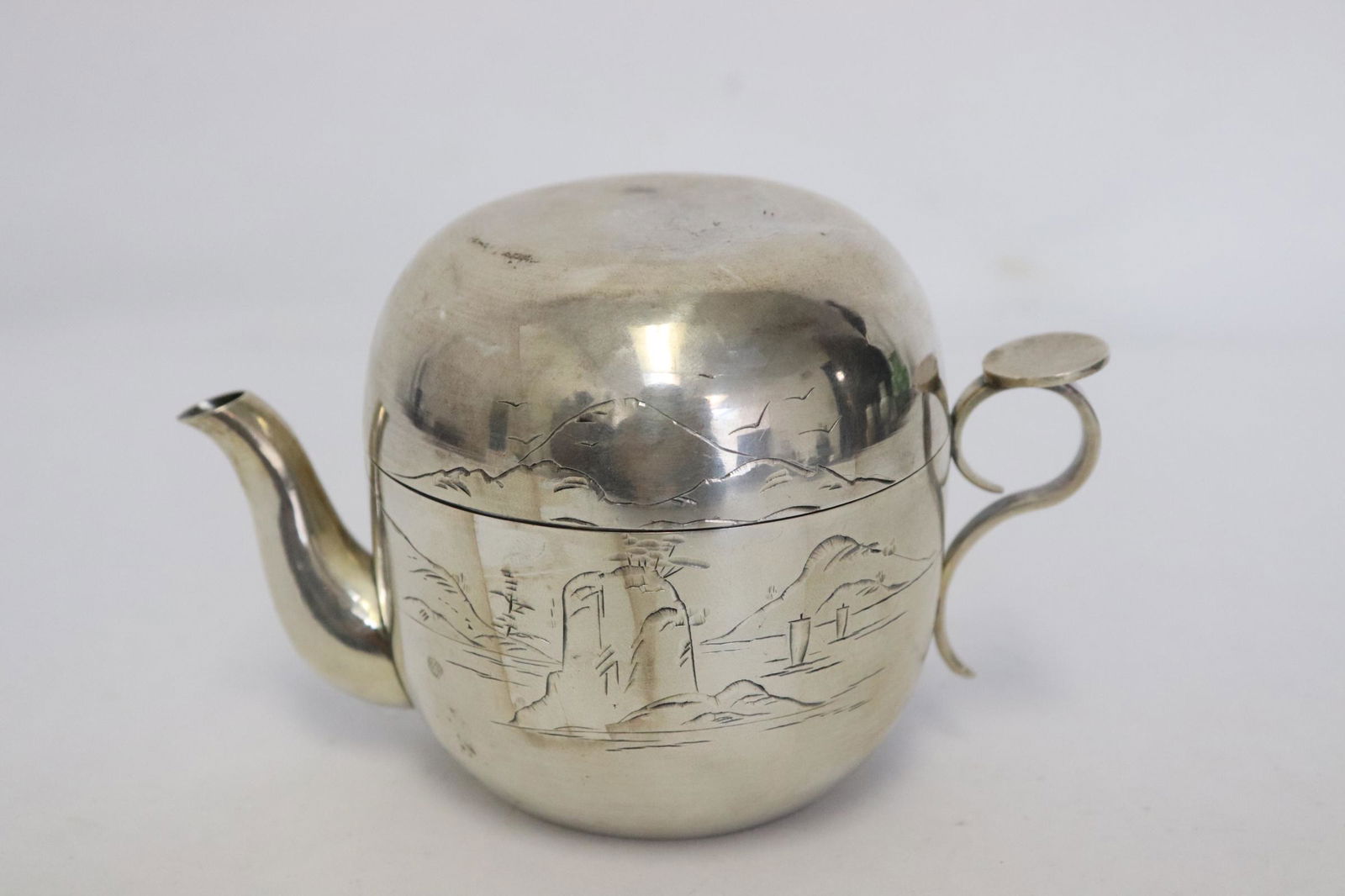 Asian silver teapot (1 of 7)