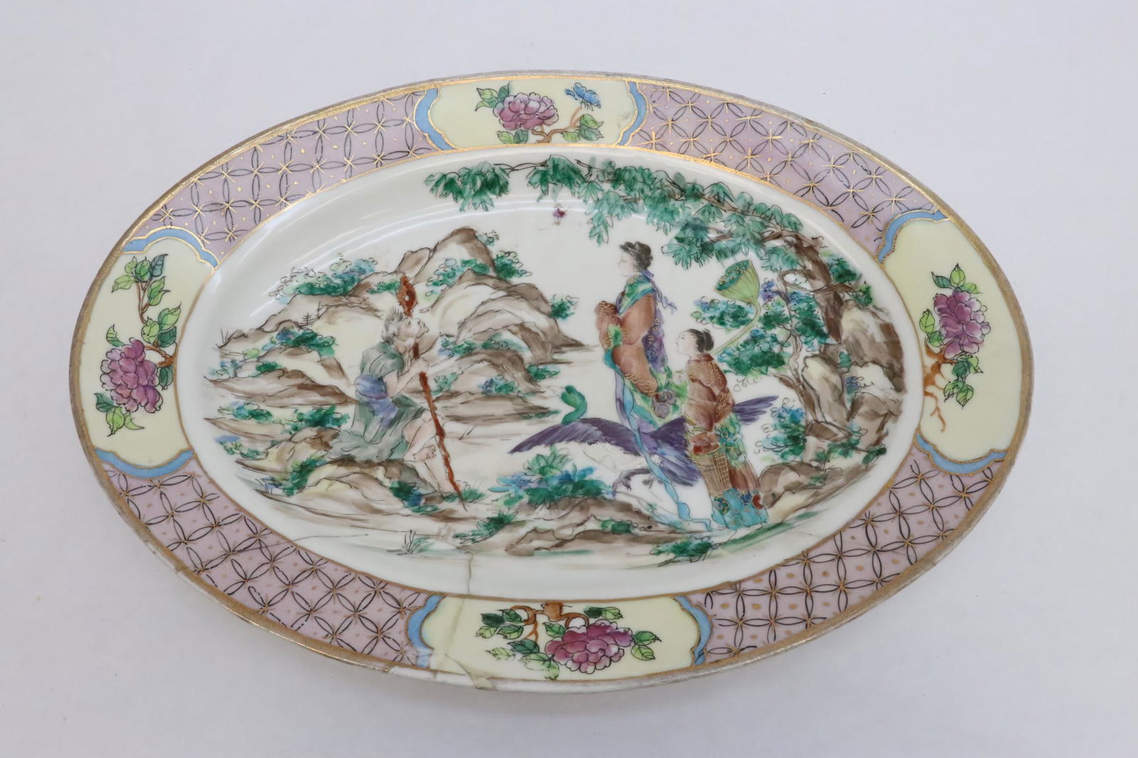 Chinese 19th/20th c. porcelain oval large plate (1 of 8)