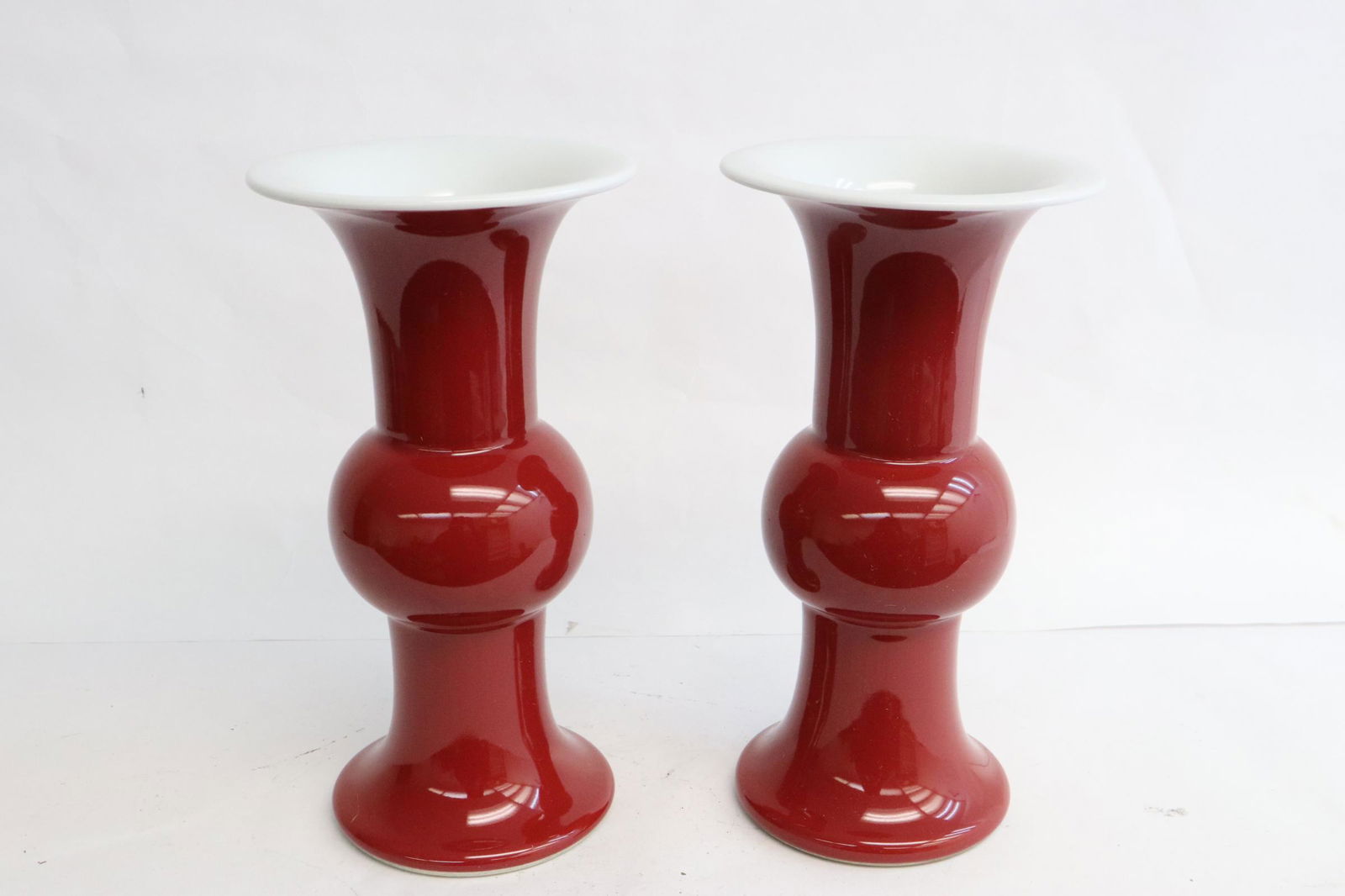 Pair Chinese red glazed porcelain jars (1 of 8)