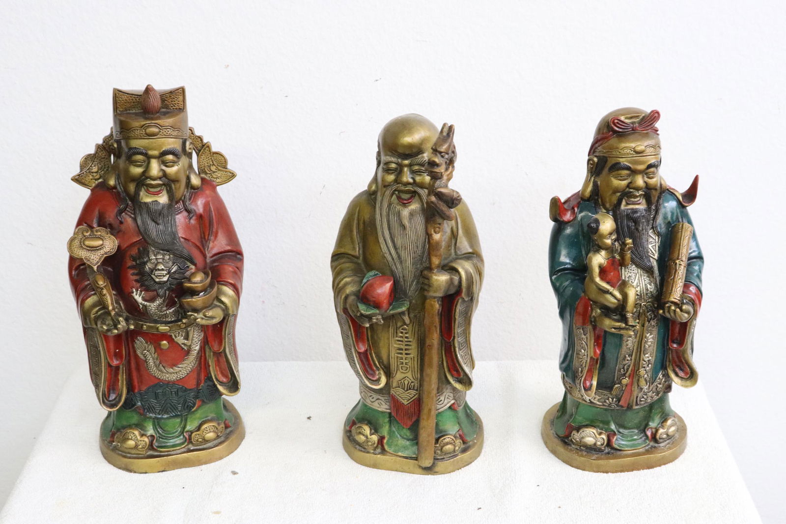 Set of 3 Chinese bronze sculpture of deities (1 of 10)