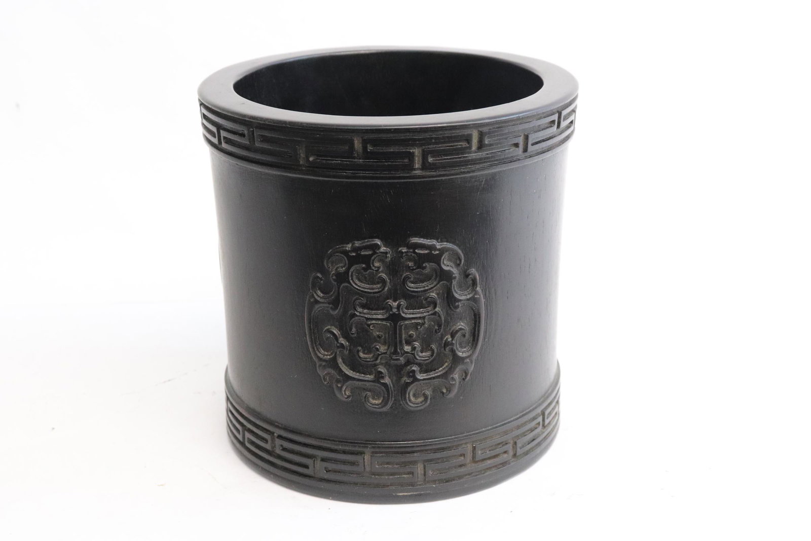 Chinese zitan wood brush holder: Chinese zitan wood brush holder, 6.4"x6.35"dia