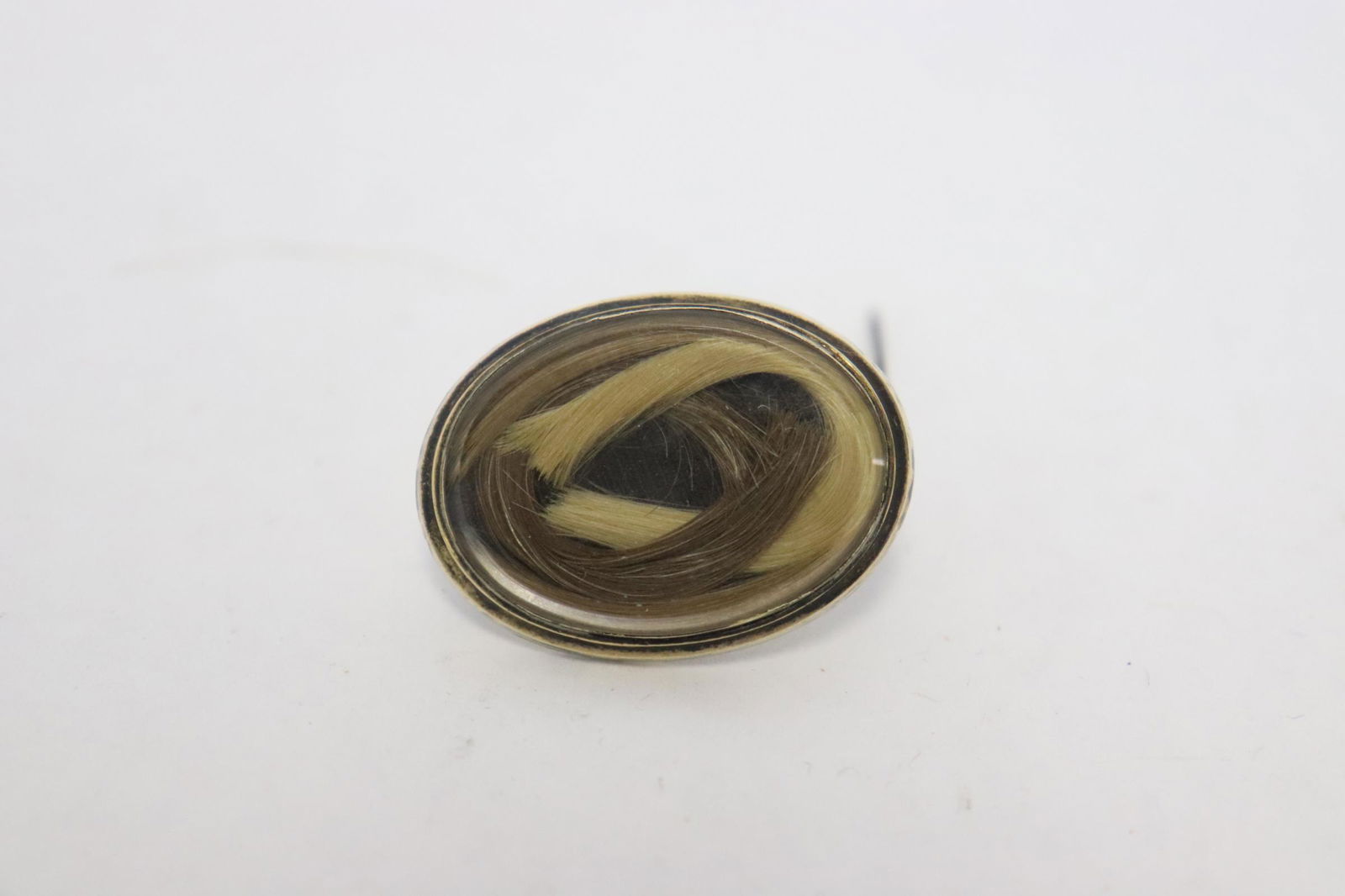 Victorian 10K gold bottom hair mourning brooch (1 of 7)