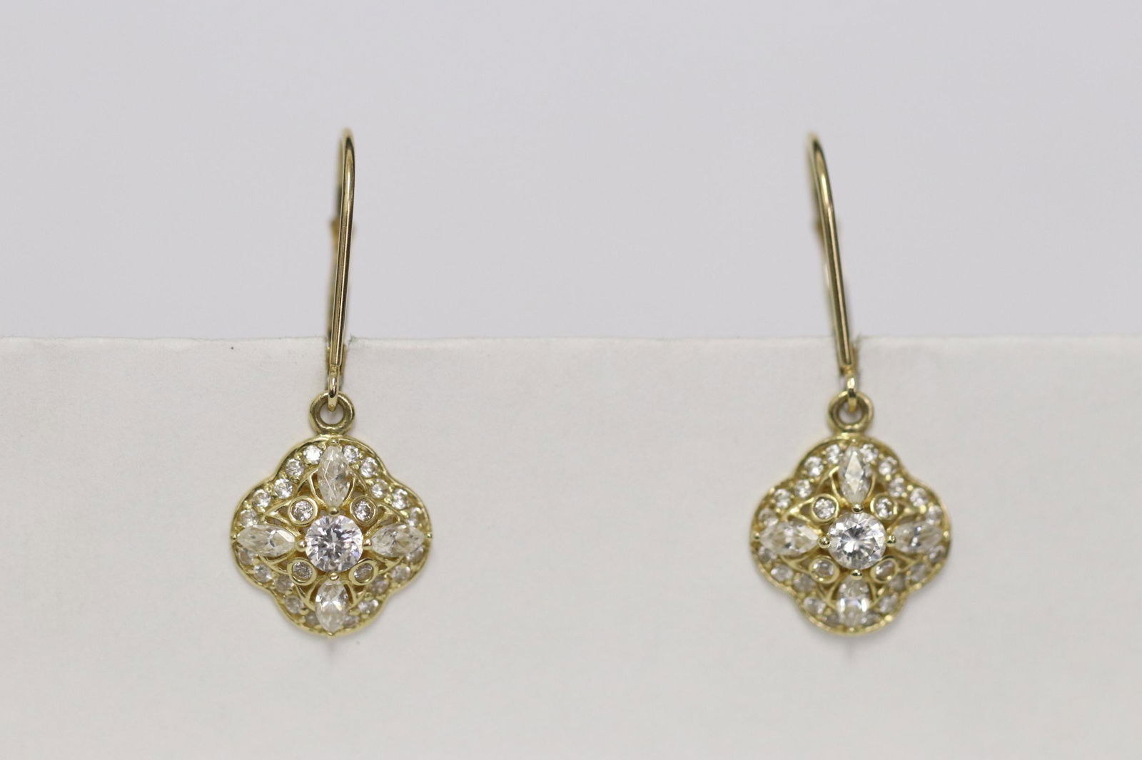 Pair 14K Y/G earrings with clear stones (1 of 10)