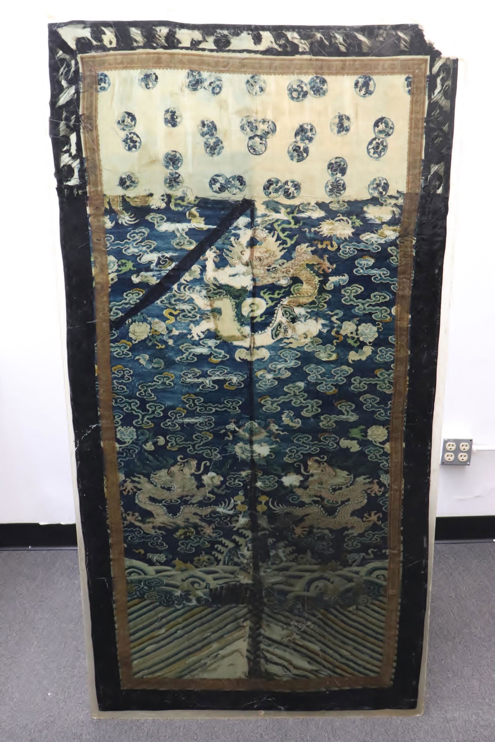 Chinese 18th c. kesi panel press between acrylic panels (1 of 11)