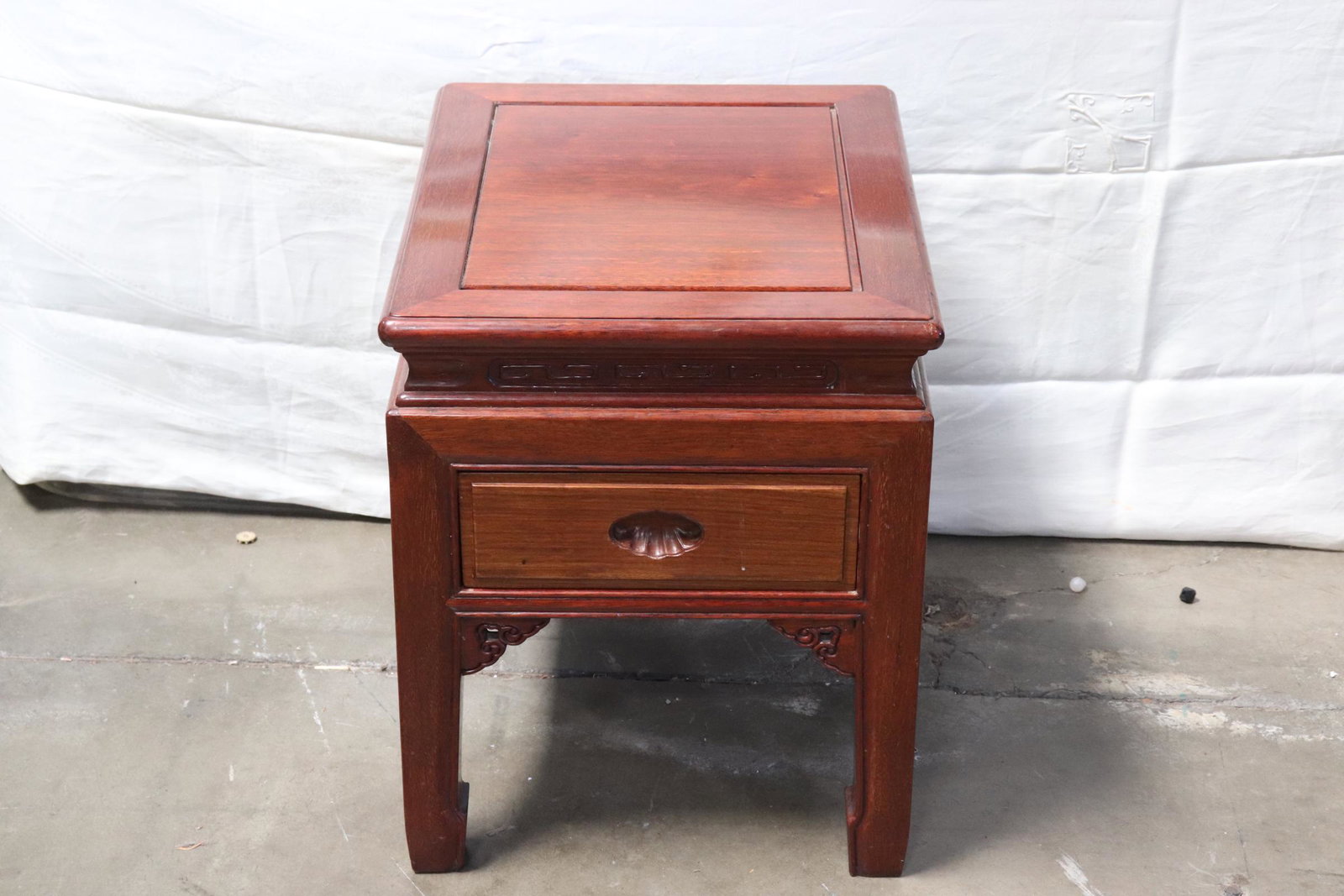 Chinese square rosewood side table with drawer (1 of 8)