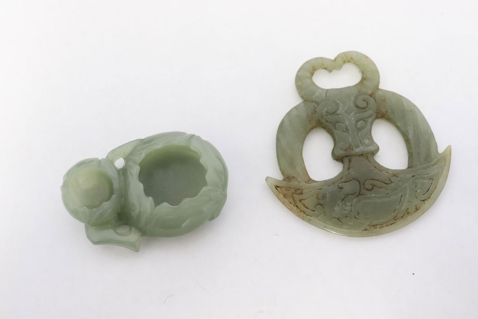 2 celadon jade carved ornaments (1 of 10)