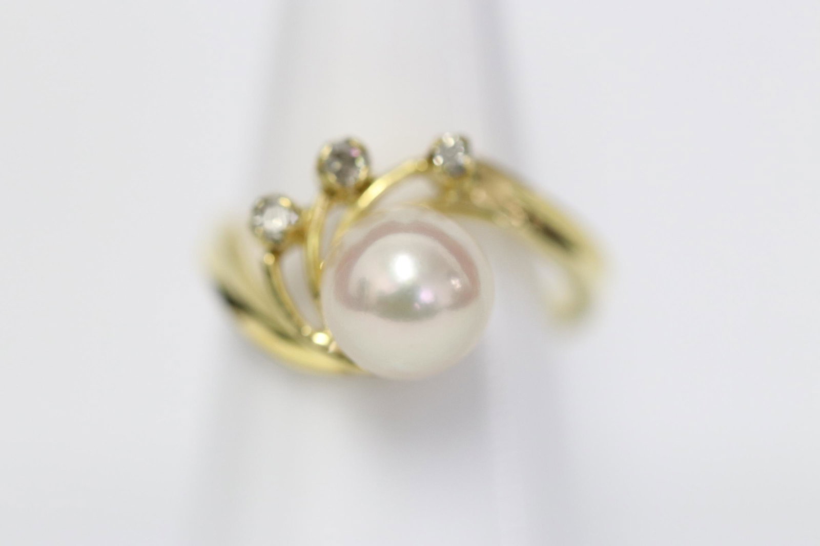 14K Y/G ring w/ cultured pearl & diamonds (1 of 9)