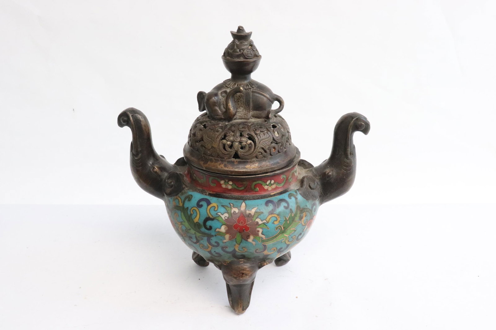 Fine Chinese bronze based cloisonne censer (1 of 9)