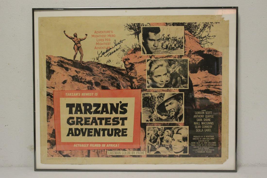 Original 1959 movie poster, autographed by Gordon Scott (1 of 10)