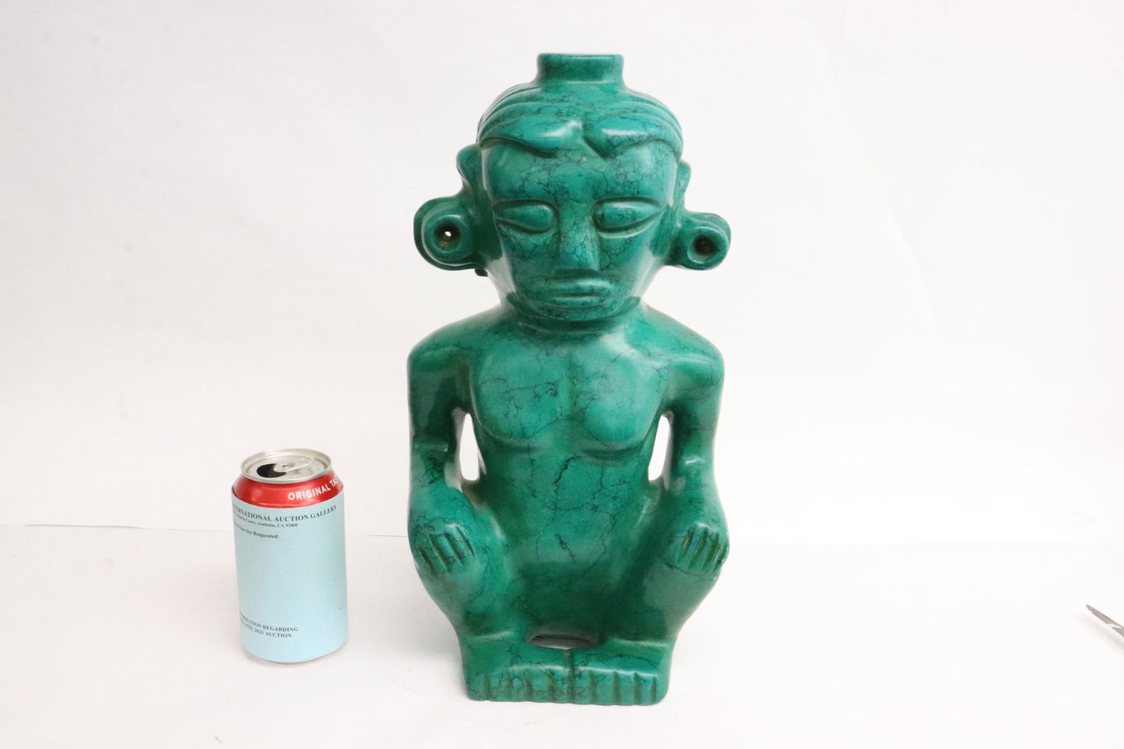 A large vintage turquoise(?) stone carved deity (1 of 11)