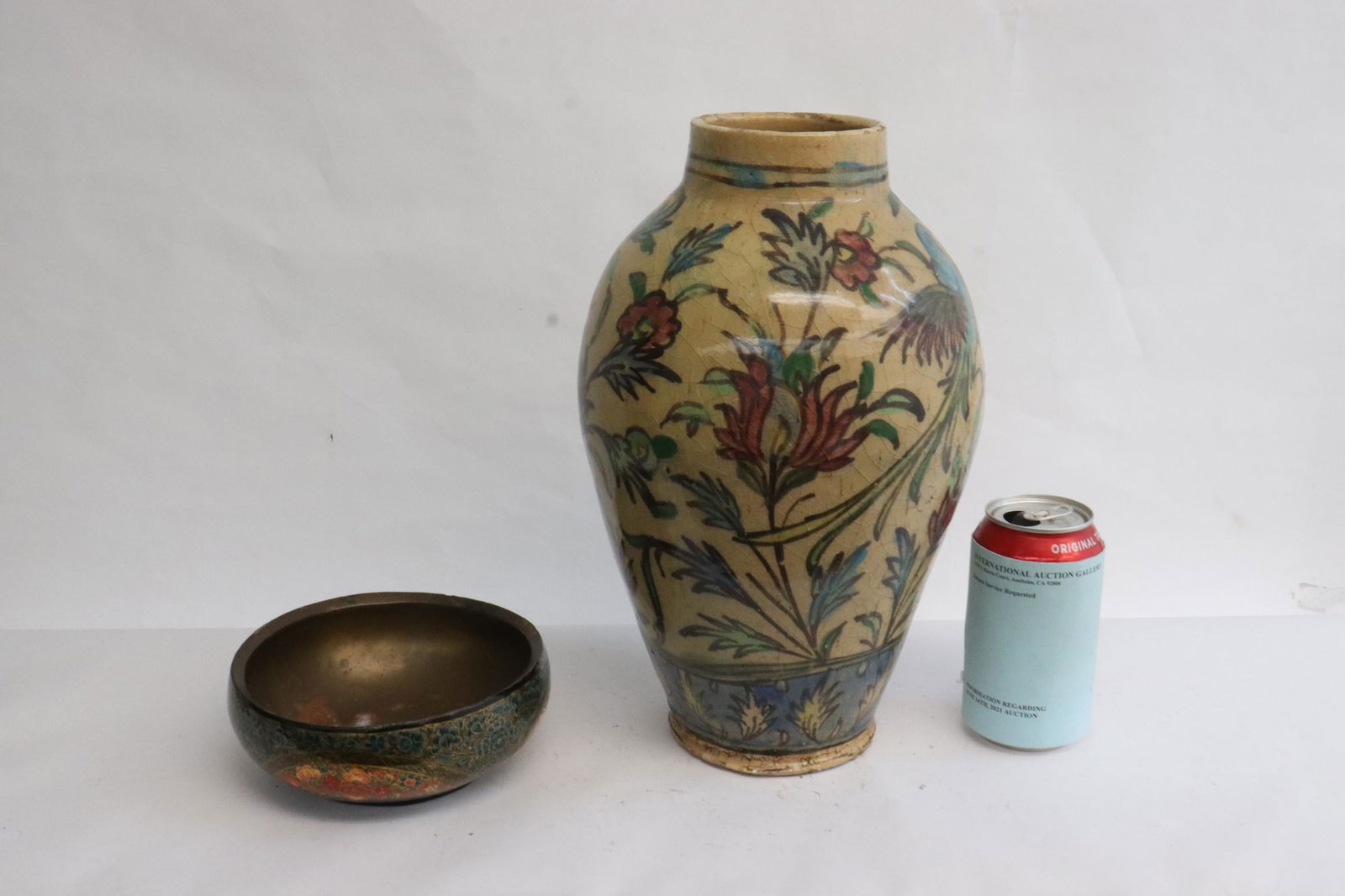 A Persian lacquer bowl, & an earthenware jar (1 of 11)