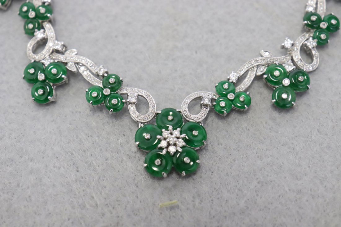 18K jadeite diamond necklace with GIA report (1 of 15)