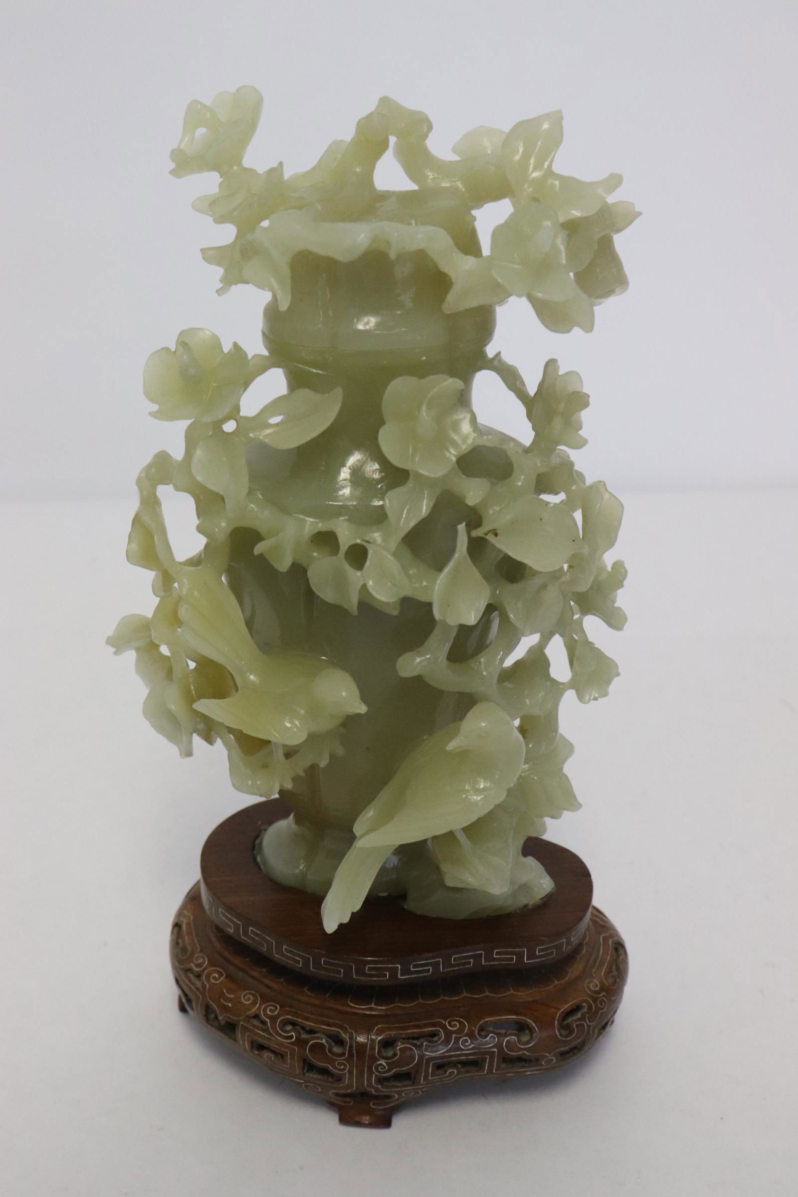 Chinese celadon jade carved vase (1 of 12)