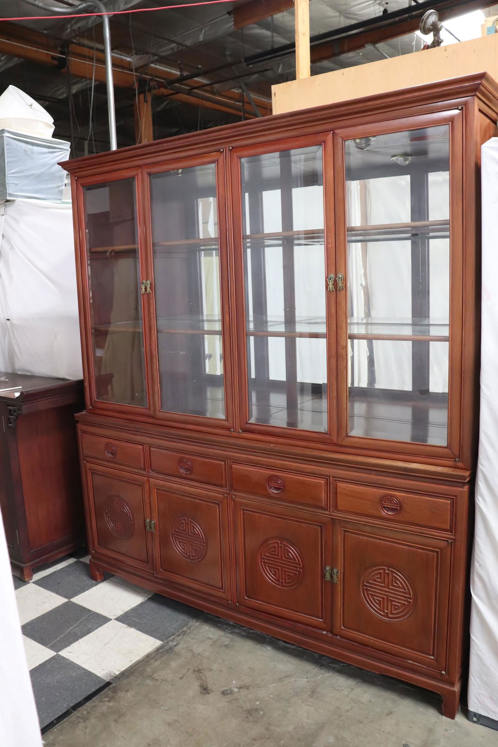 Chinese rosewood 4-door display cabinet (1 of 11)