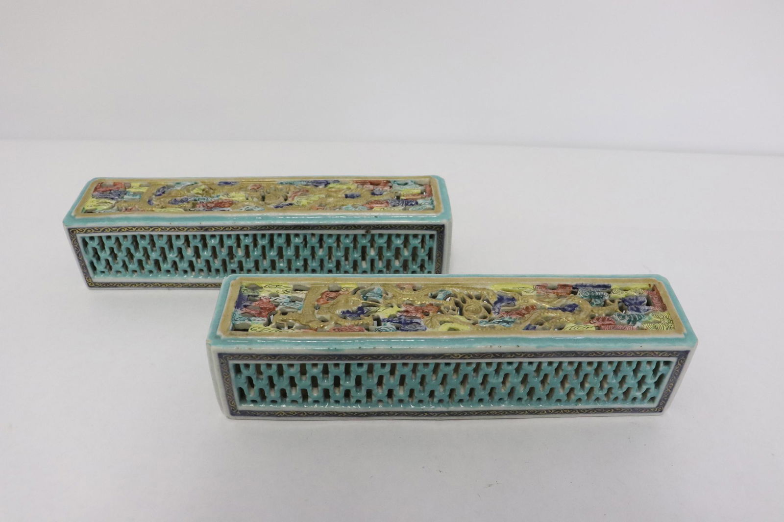 Pair Chinese vintage porcelain incense holders (1 of 10)