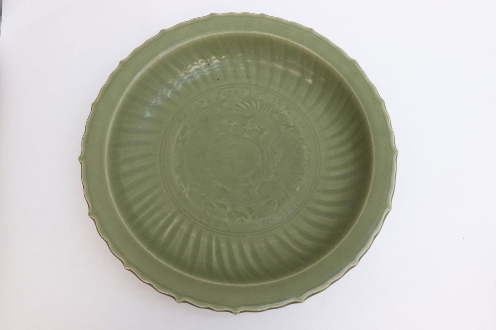 Large Chinese celadon porcelain charger (1 of 8)
