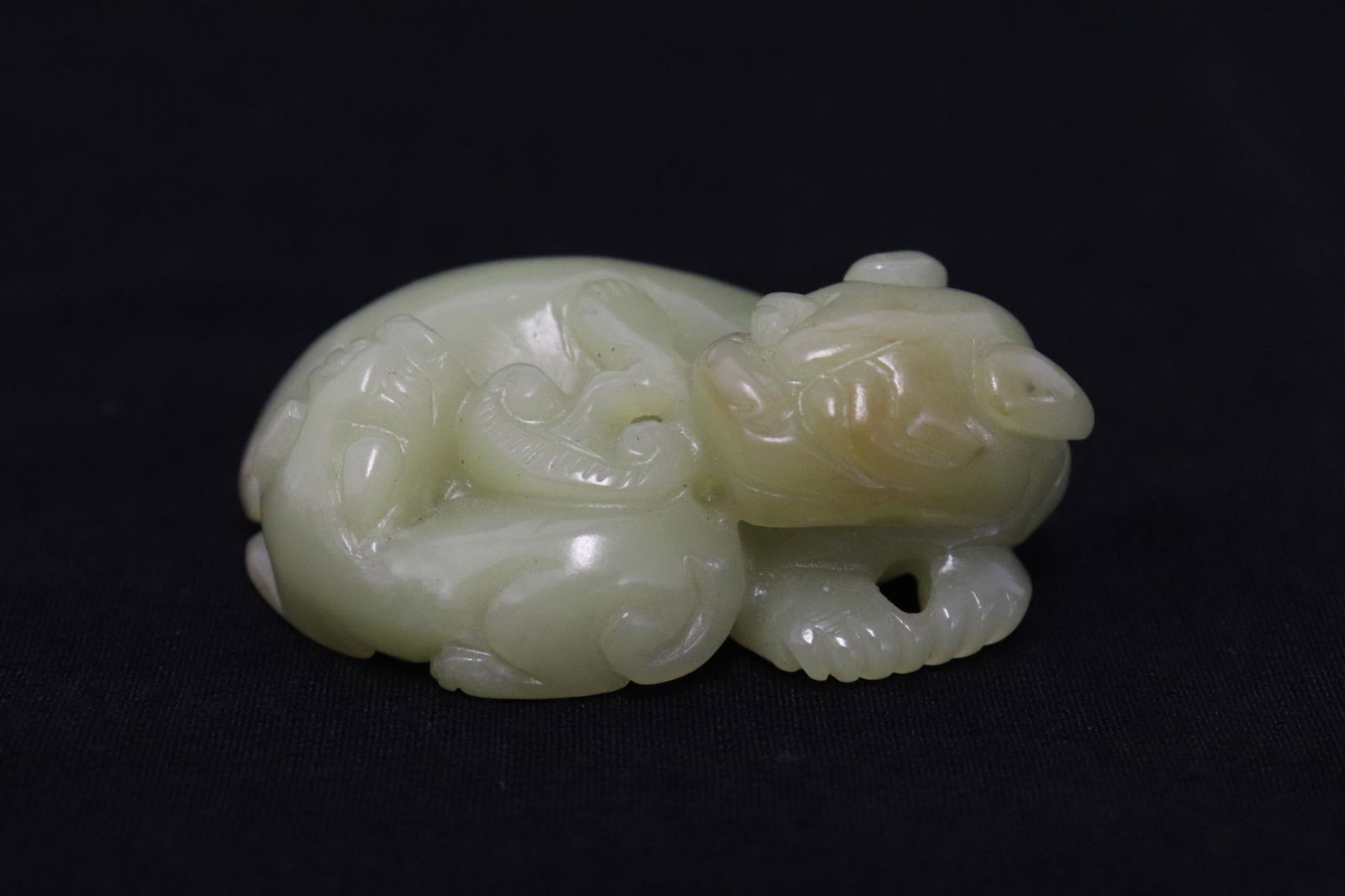 Fine celadon jade carved qilin group (1 of 8)