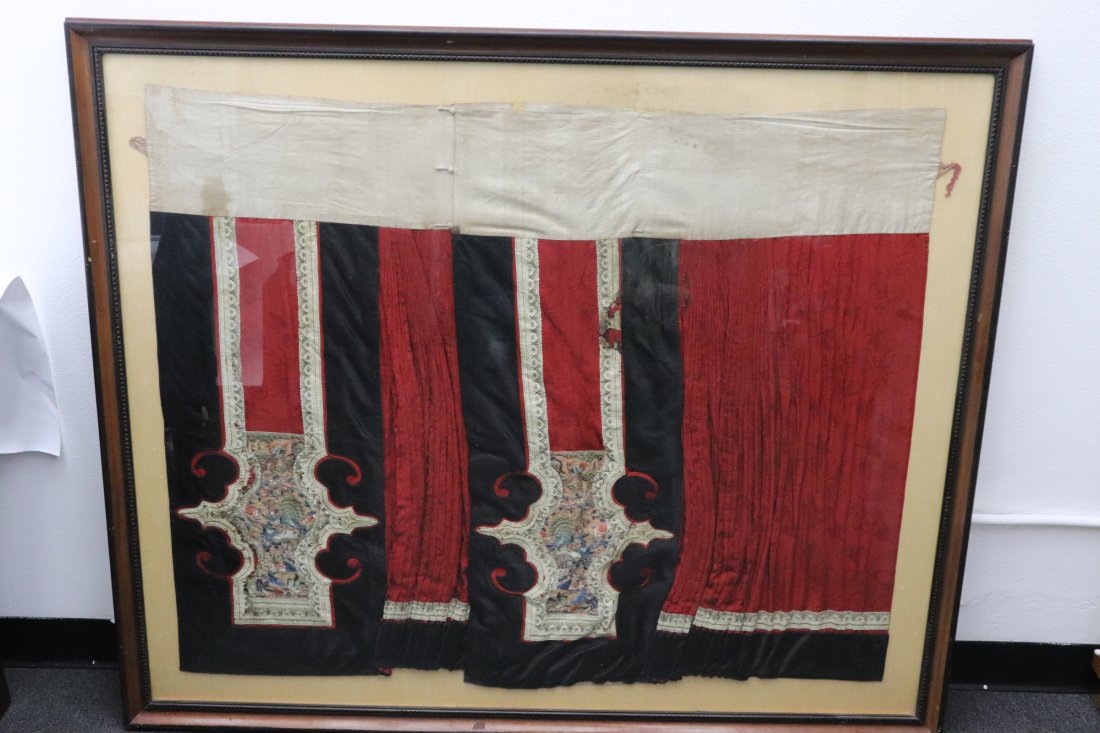 Antique Chinese framed large embroidery skirt (1 of 11)
